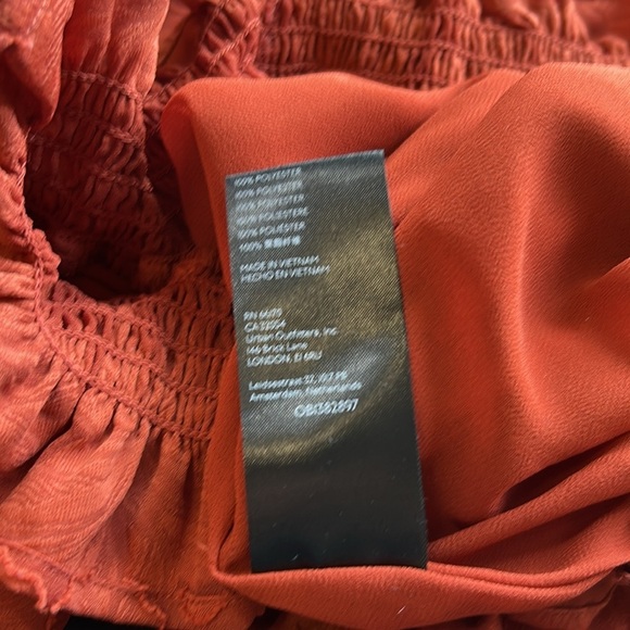 Anthropologie Shirt Textured Floral Ruffle Blouse Top Rust Crimson Tie Back Sz S - Picture 11 of 13